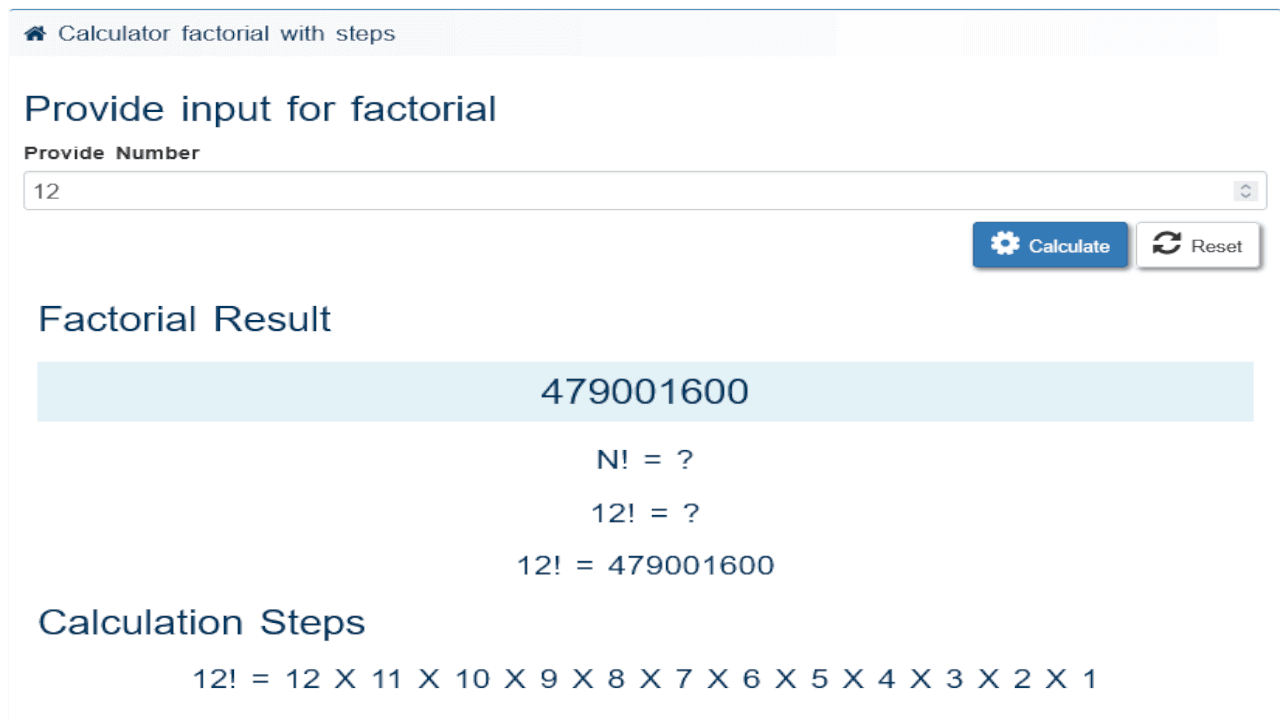 Factorial calculator